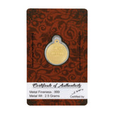 2.5 Gm Round Ramlalla 24k (999) Yellow Gold Pendant - Bangalore Refinery