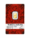 1 Gram Gold Bar 24kt(999.9 Purity) - Bangalore Refinery