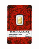 2 Gram Gold Bar 24kt (999.9 Purity) - Bangalore Refinery