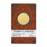 10 Gram 24kt (999 Purity) Gold Coin - Bangalore Refinery