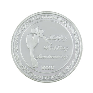 20 Gram Happy Wedding Anniversary Silver Coin (999 Purity) - Bangalore Refinery