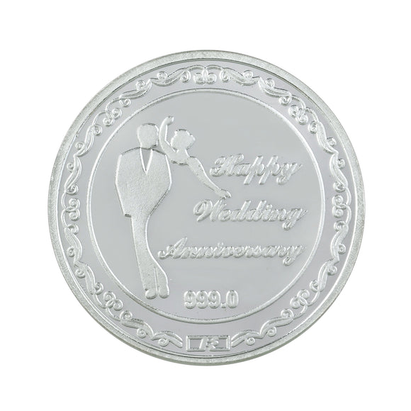 20 Gram Happy Wedding Anniversary Silver Coin (999 Purity) - Bangalore Refinery
