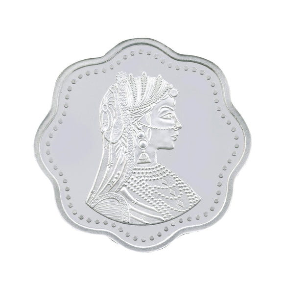 10 Gram Queen Flower Shape Silver Coin (999 Purity) - Bangalore Refinery