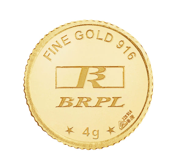 4 Gram Gold Coin 22kt (916 Purity) - Bangalore Refinery