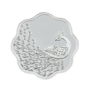 10 Gram Peacock Flower Shape  Silver Coin (999 Purity) - Bangalore Refinery