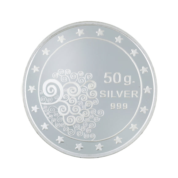 50 Gram Flower Silver Coin (999 Purity) - Bangalore Refinery