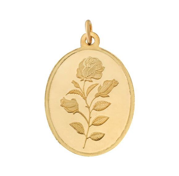 5.2 Gm Oval Rose 24k (999) Yellow Gold Pendant - Bangalore Refinery