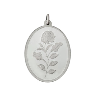10 gm Oval Rose Silver Pendant(999 Purity) - Bangalore Refinery