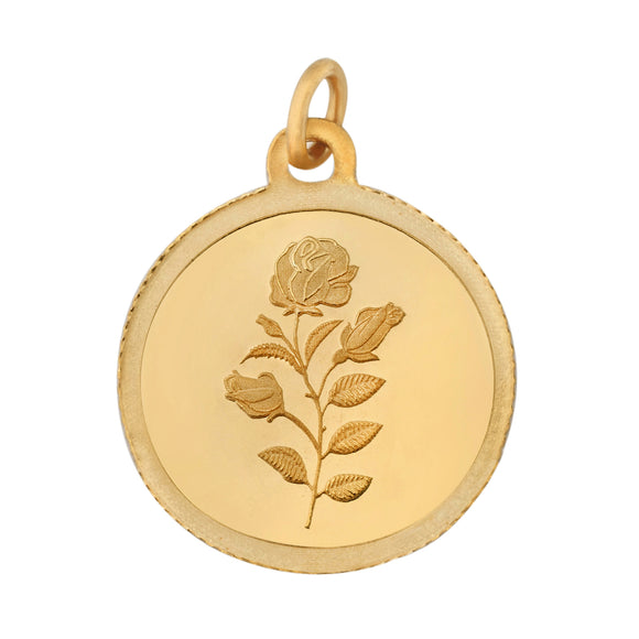 2 Gm Round Rose 24k (999) Yellow Gold Pendant - Bangalore Refinery