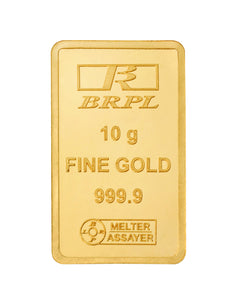 10 Gram Gold Bar 24kt (999.9 Purity) - Bangalore Refinery