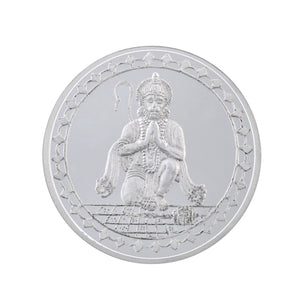 50 Gram Lord Hanuman Silver Coin (999 Purity) - Bangalore Refinery