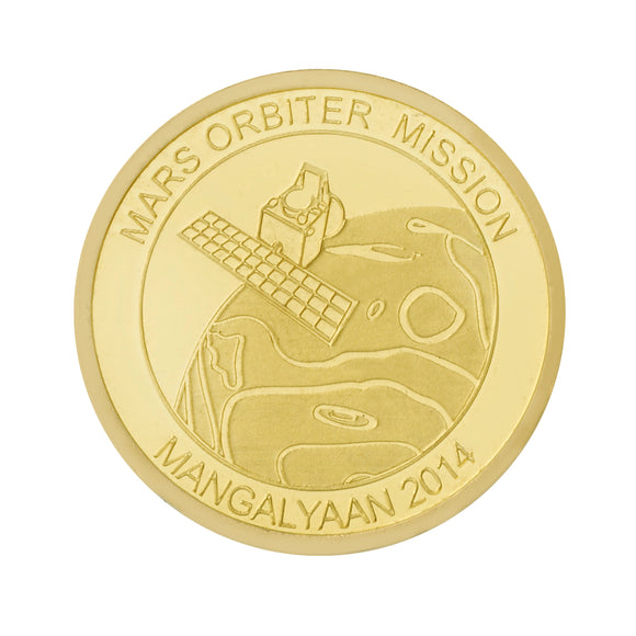 5 Gram 24kt (999 Purity) Mars Orbiter Mission / Mangalyaan Gold Coin - Bangalore Refinery